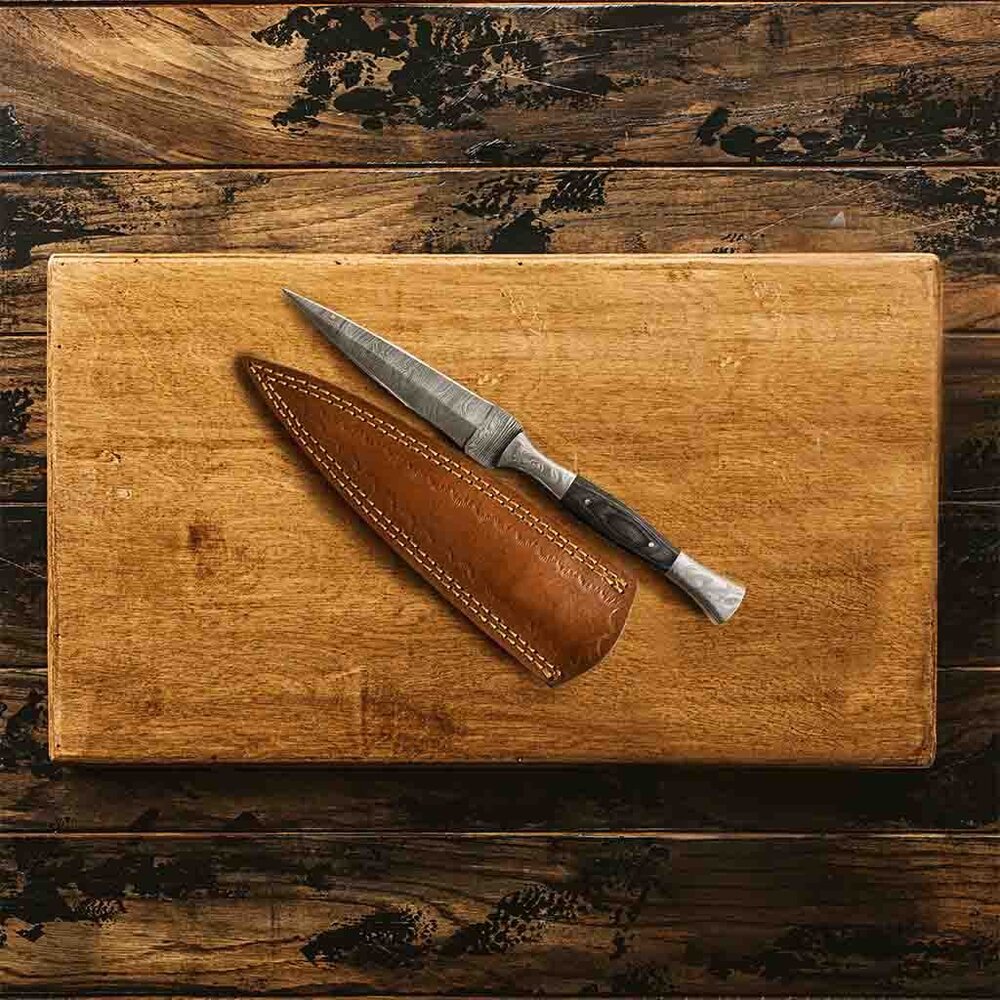 Damascus Two Side Kitchen Knife with Pakka Wood Handle Handmade Knife NEW